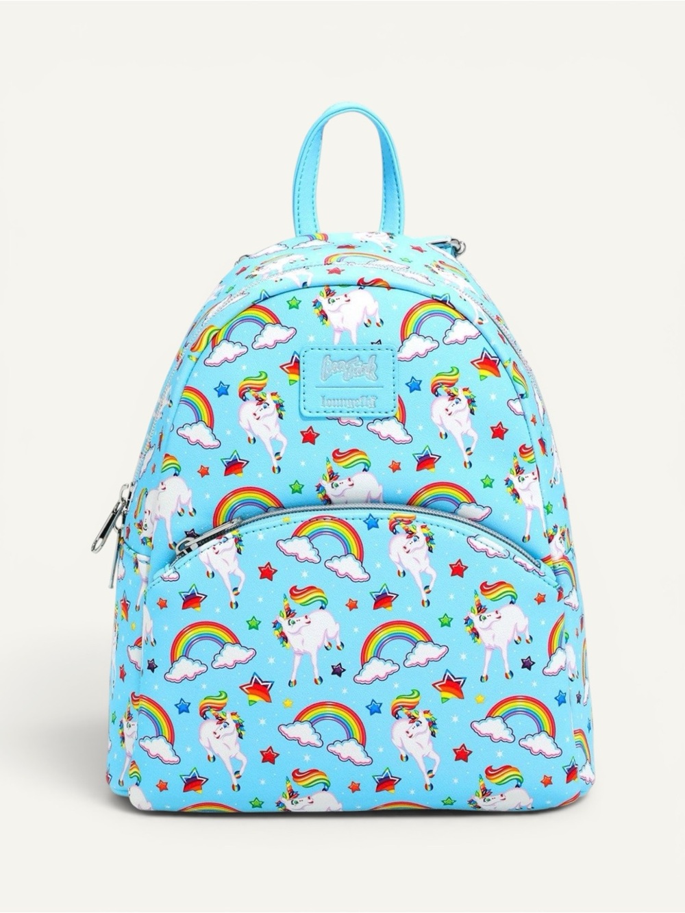 Loungefly Lisa Frank Markie Unicorn Allover Print Light Blue Mini Backpack